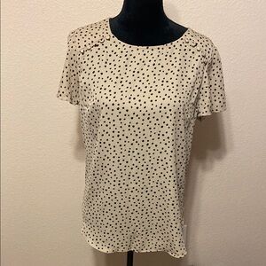 Cream and Black Polka Dot Short Sleeve Blouse